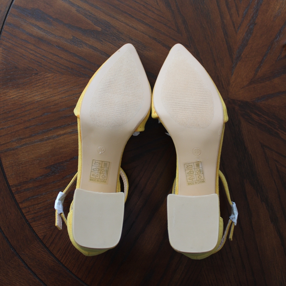 Mustard Yellow Faux Suede Ankle Strap Heel - Picture 5 of 5